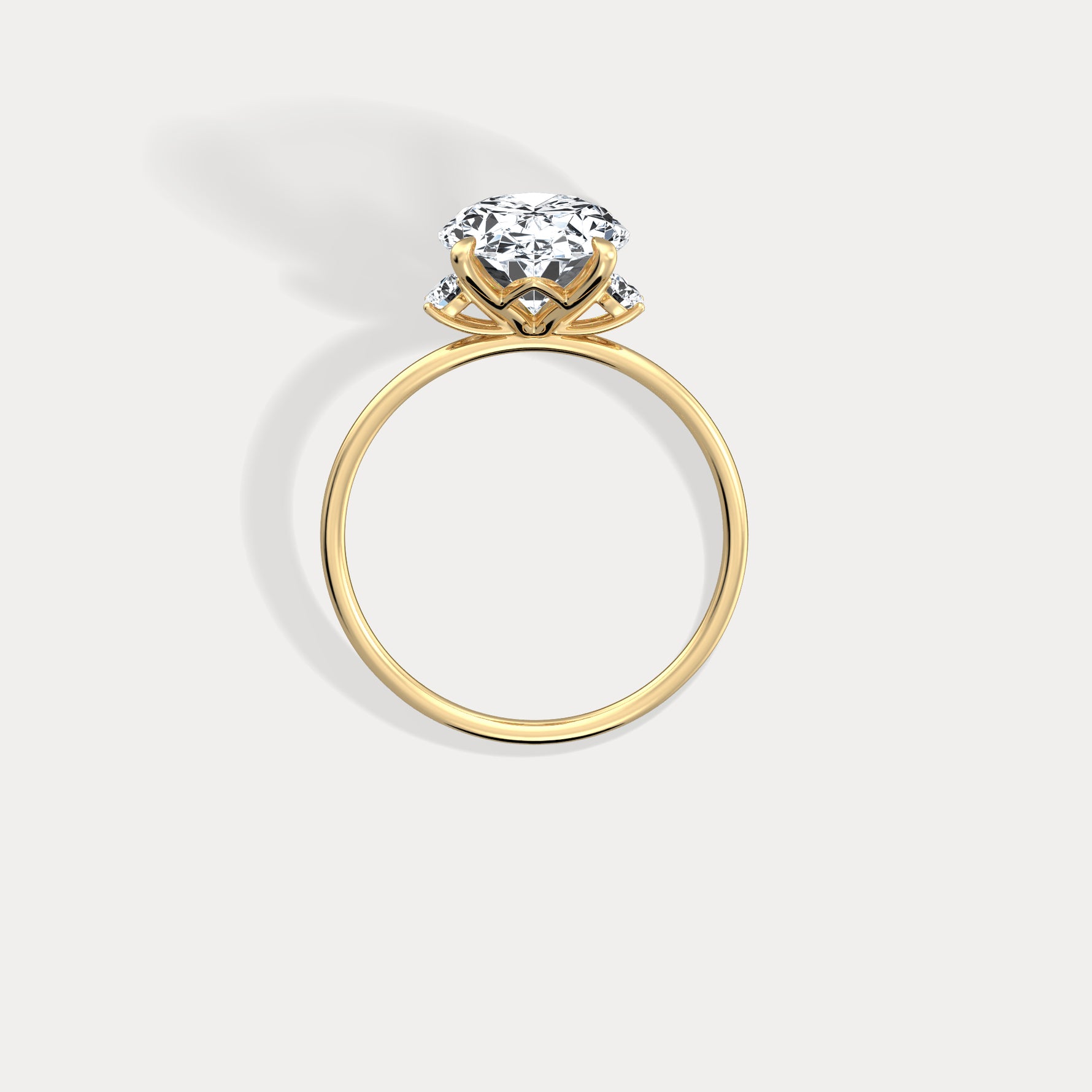 Olivia丨3CT Three - Stone Lotus - Inspired Lab - grown Diamond Engagement Ring - Rings