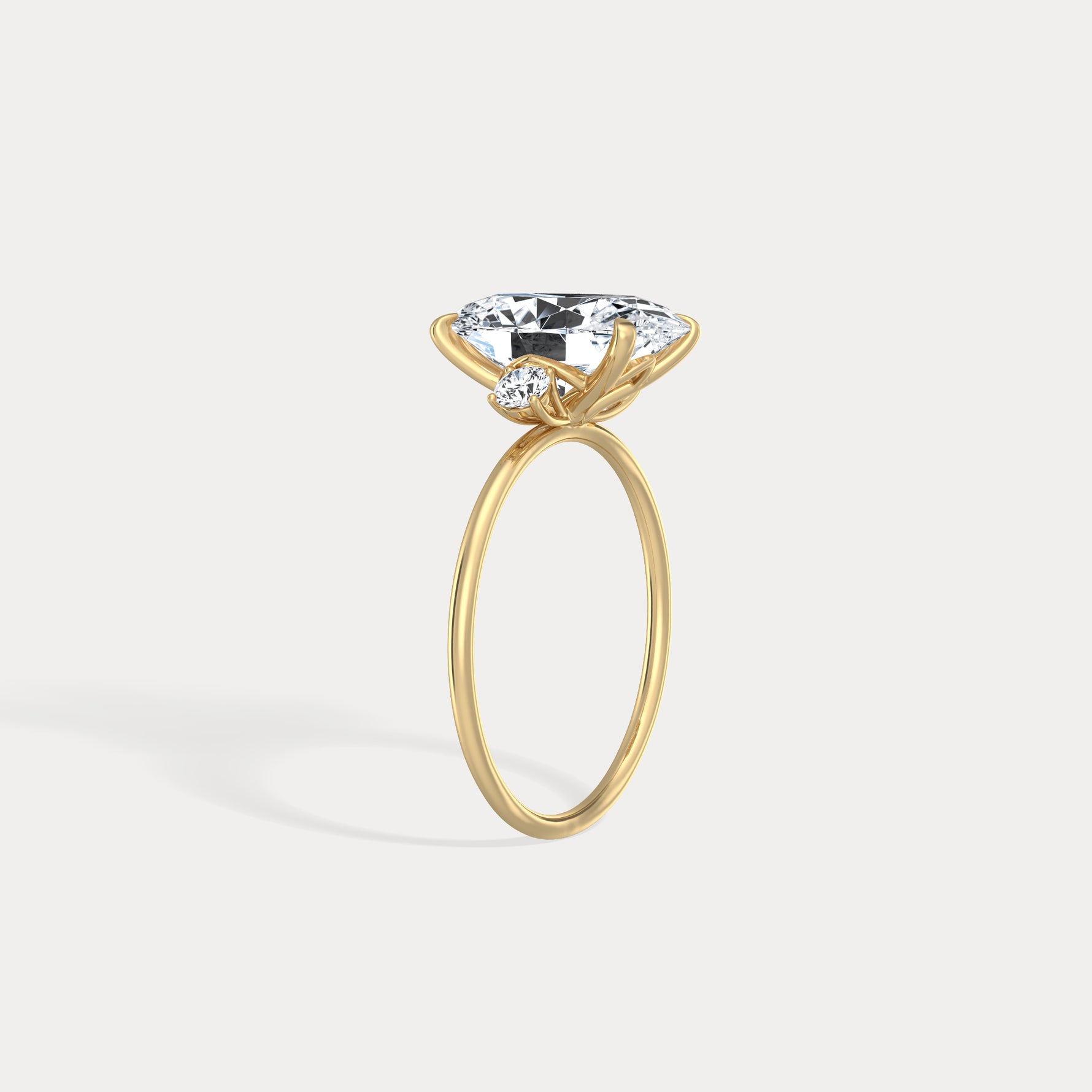 Olivia丨3CT Three - Stone Lotus - Inspired Lab - grown Diamond Engagement Ring - Rings