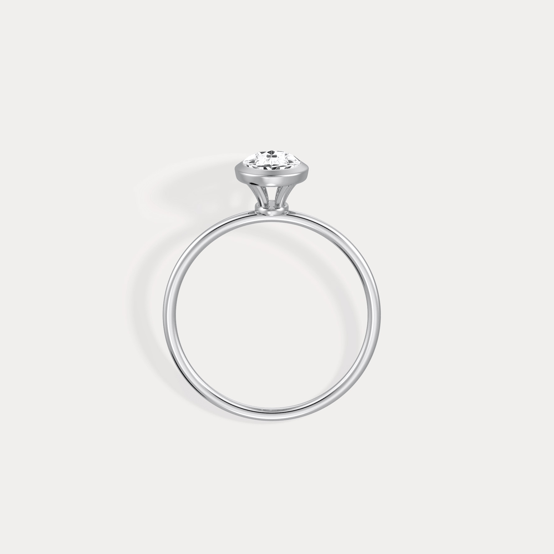 1CT Oval Cut Lab - Grown Diamond Bezel Engagement Ring in 14K Gold/Platinum - Rings