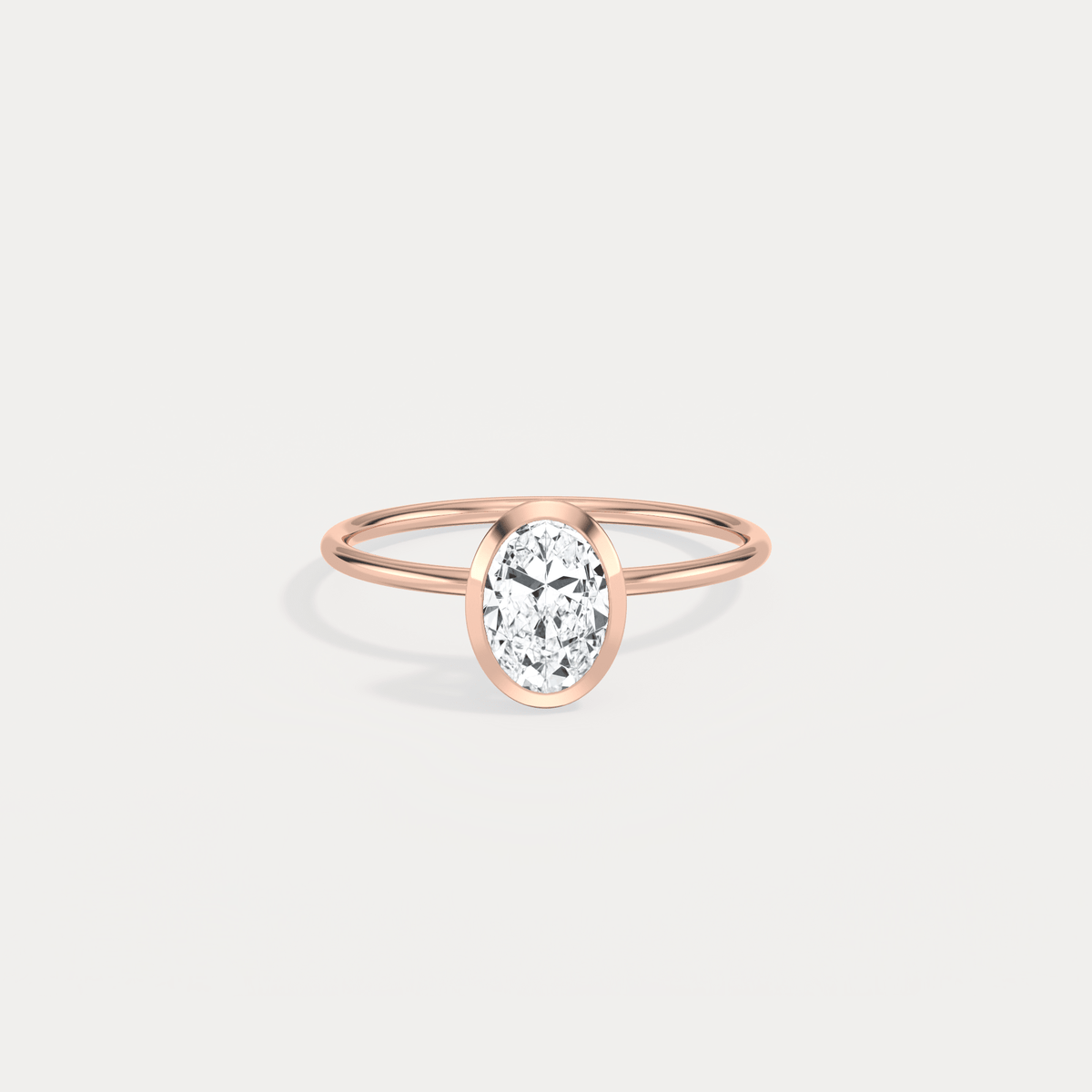 1CT Oval Cut Lab - Grown Diamond Bezel Engagement Ring in 14K Gold/Platinum - Rings
