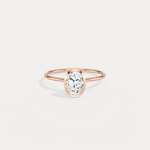 1CT Oval Cut Lab - Grown Diamond Bezel Engagement Ring in 14K Gold/Platinum - Rings