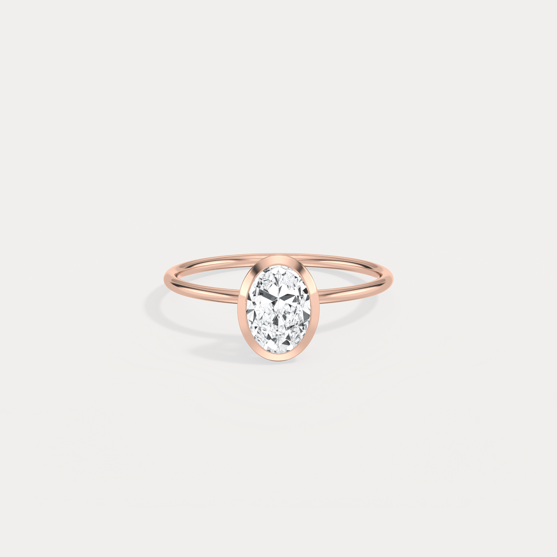 1CT Oval Cut Lab - Grown Diamond Bezel Engagement Ring in 14K Gold/Platinum - Rings