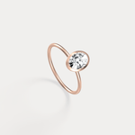 1CT Oval Cut Lab - Grown Diamond Bezel Engagement Ring in 14K Gold/Platinum - Rings