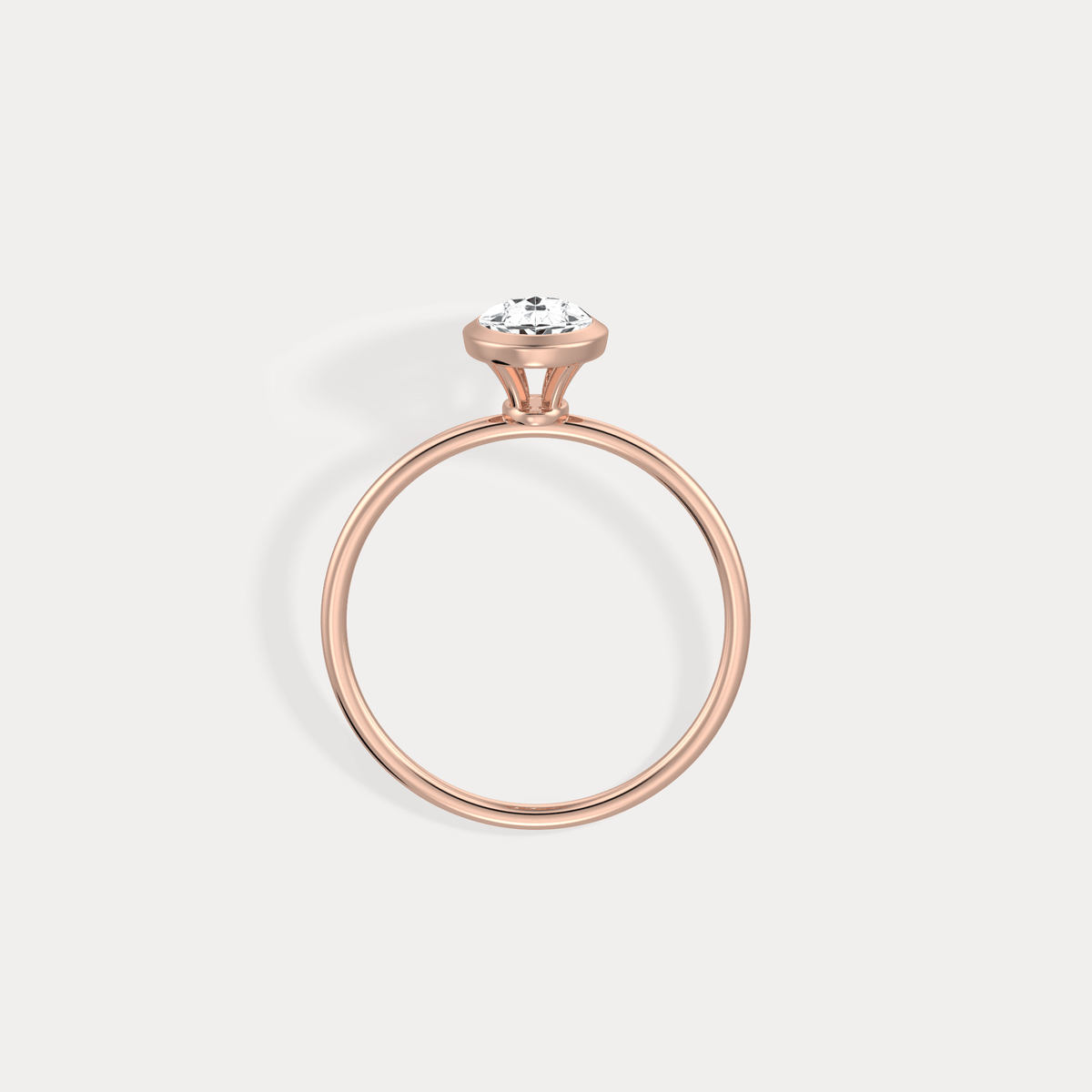 1CT Oval Cut Lab - Grown Diamond Bezel Engagement Ring in 14K Gold/Platinum - Rings