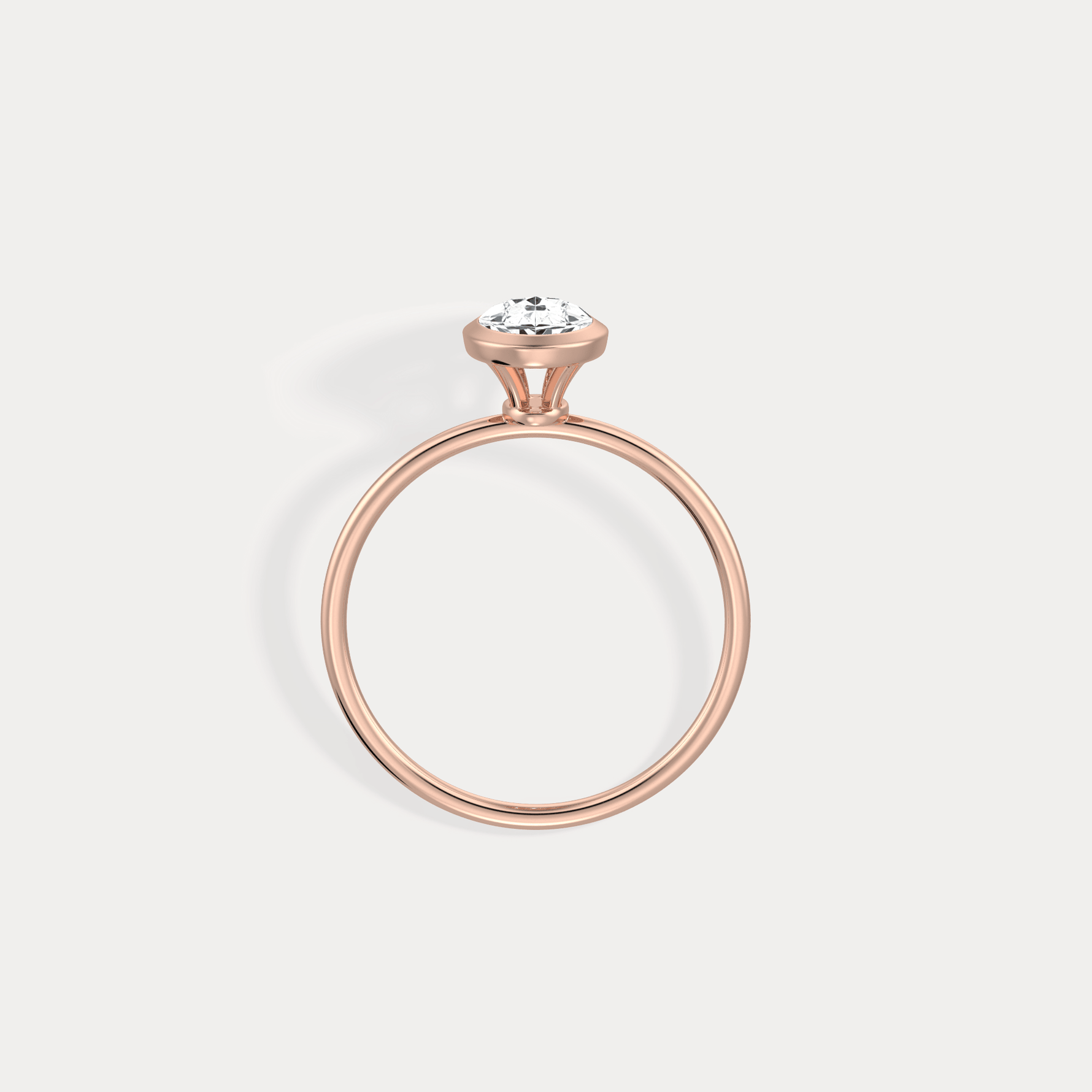 1CT Oval Cut Lab - Grown Diamond Bezel Engagement Ring in 14K Gold/Platinum - Rings