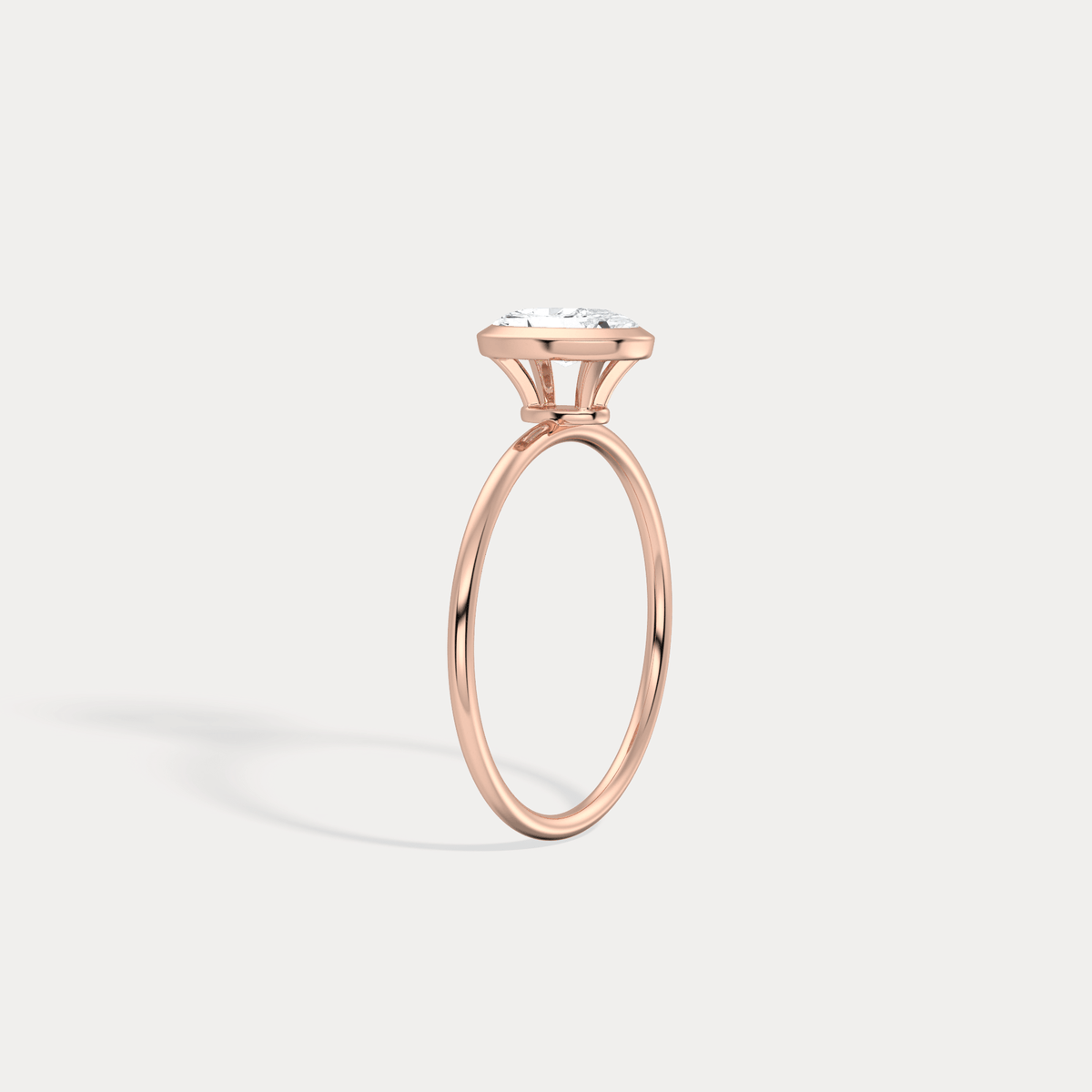 1CT Oval Cut Lab - Grown Diamond Bezel Engagement Ring in 14K Gold/Platinum - Rings