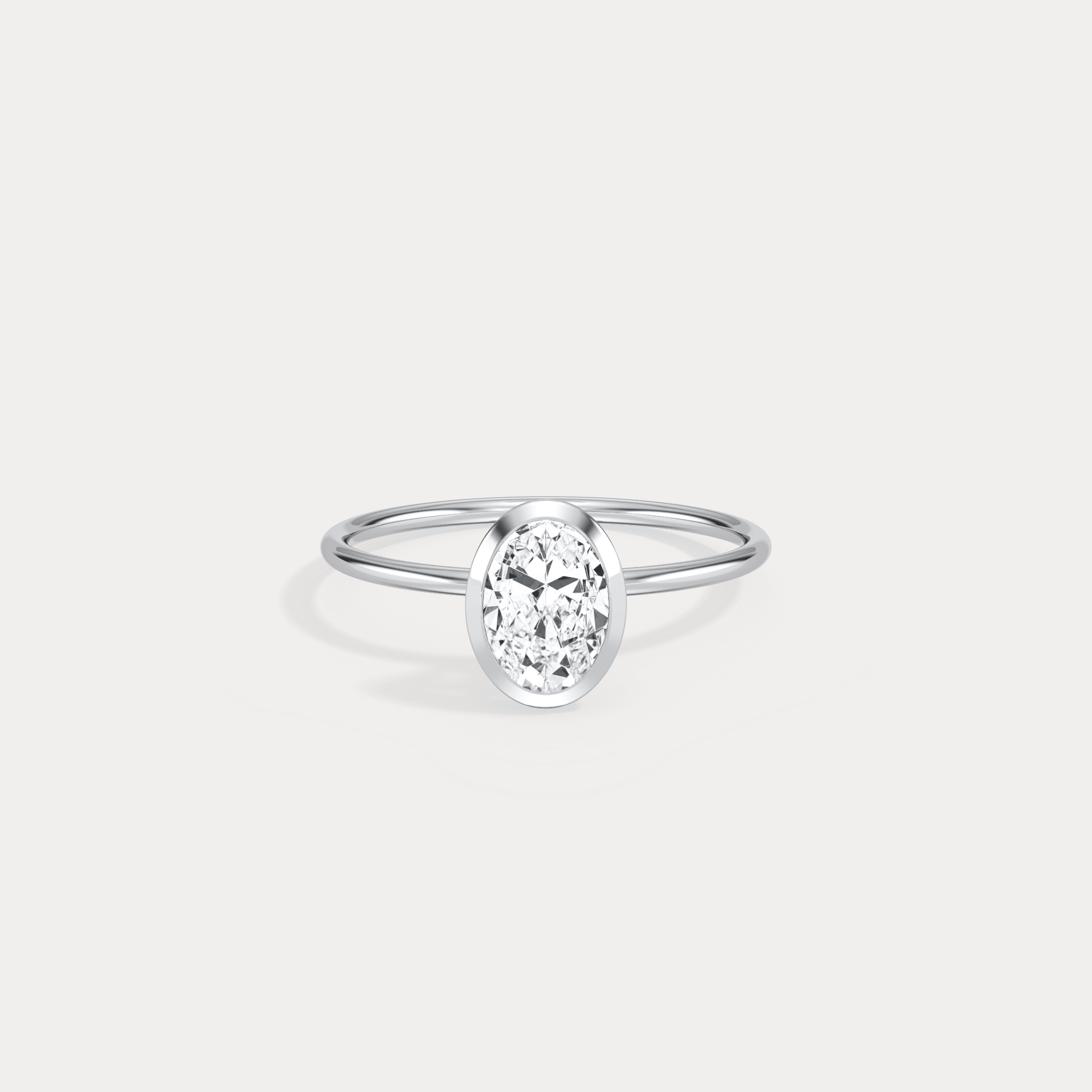 1CT Oval Cut Lab - Grown Diamond Bezel Engagement Ring in 14K Gold/Platinum - Rings