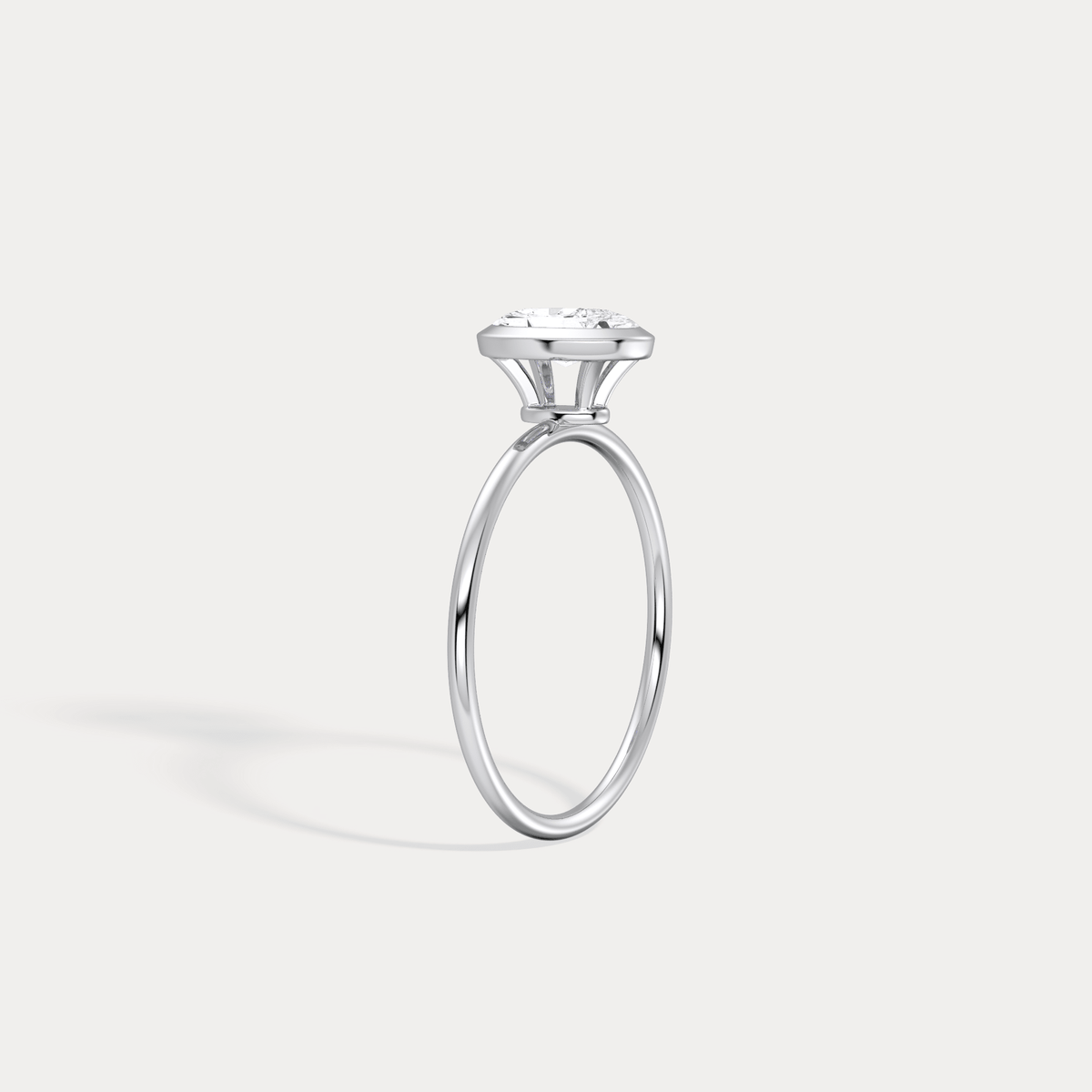 1CT Oval Cut Lab - Grown Diamond Bezel Engagement Ring in 14K Gold/Platinum - Rings