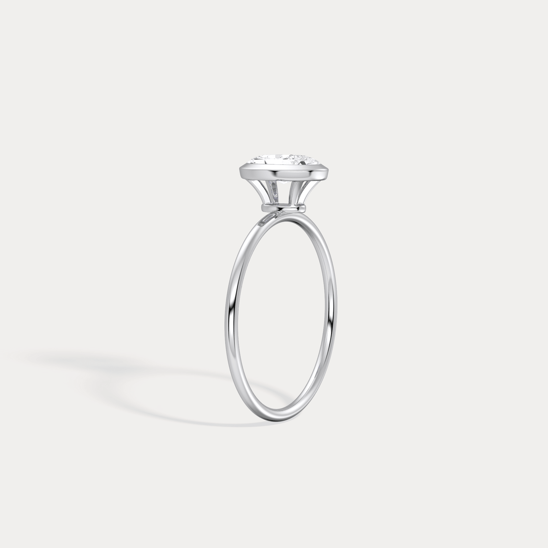 1CT Oval Cut Lab - Grown Diamond Bezel Engagement Ring in 14K Gold/Platinum - Rings