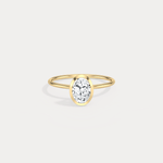 1CT Oval Cut Lab - Grown Diamond Bezel Engagement Ring in 14K Gold/Platinum - Rings