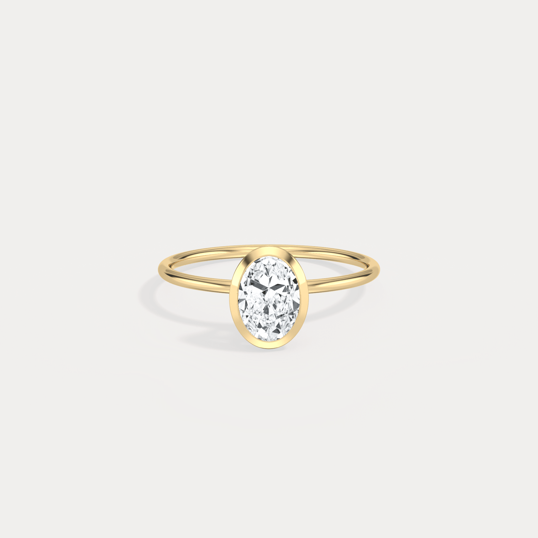 1CT Oval Cut Lab - Grown Diamond Bezel Engagement Ring in 14K Gold/Platinum - Rings