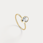 1CT Oval Cut Lab - Grown Diamond Bezel Engagement Ring in 14K Gold/Platinum - Rings