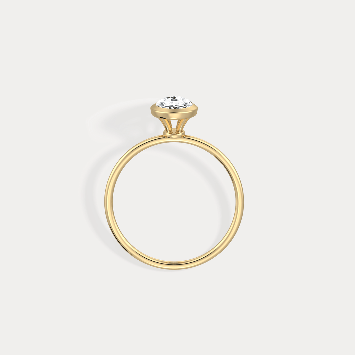 1CT Oval Cut Lab - Grown Diamond Bezel Engagement Ring in 14K Gold/Platinum - Rings