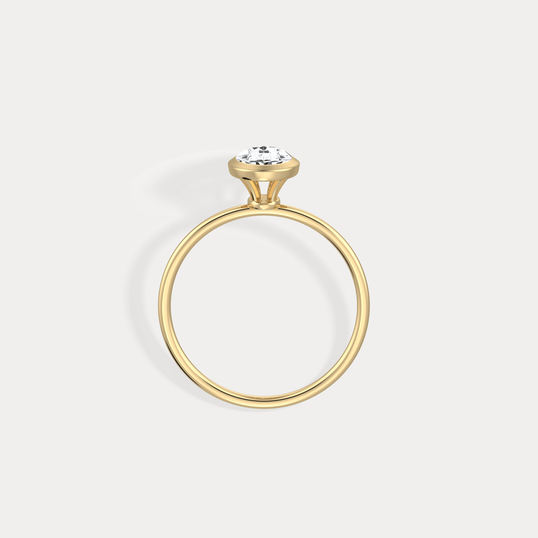 1CT Oval Cut Lab - Grown Diamond Bezel Engagement Ring in 14K Gold/Platinum - Rings