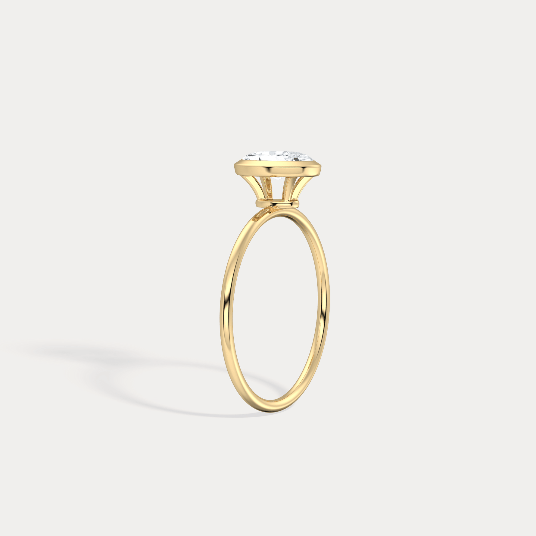 1CT Oval Cut Lab - Grown Diamond Bezel Engagement Ring in 14K Gold/Platinum - Rings