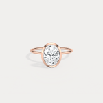 2CT Oval Cut Lab - Grown Diamond Bezel Engagement Ring in 14K Gold/Platinum - Rings