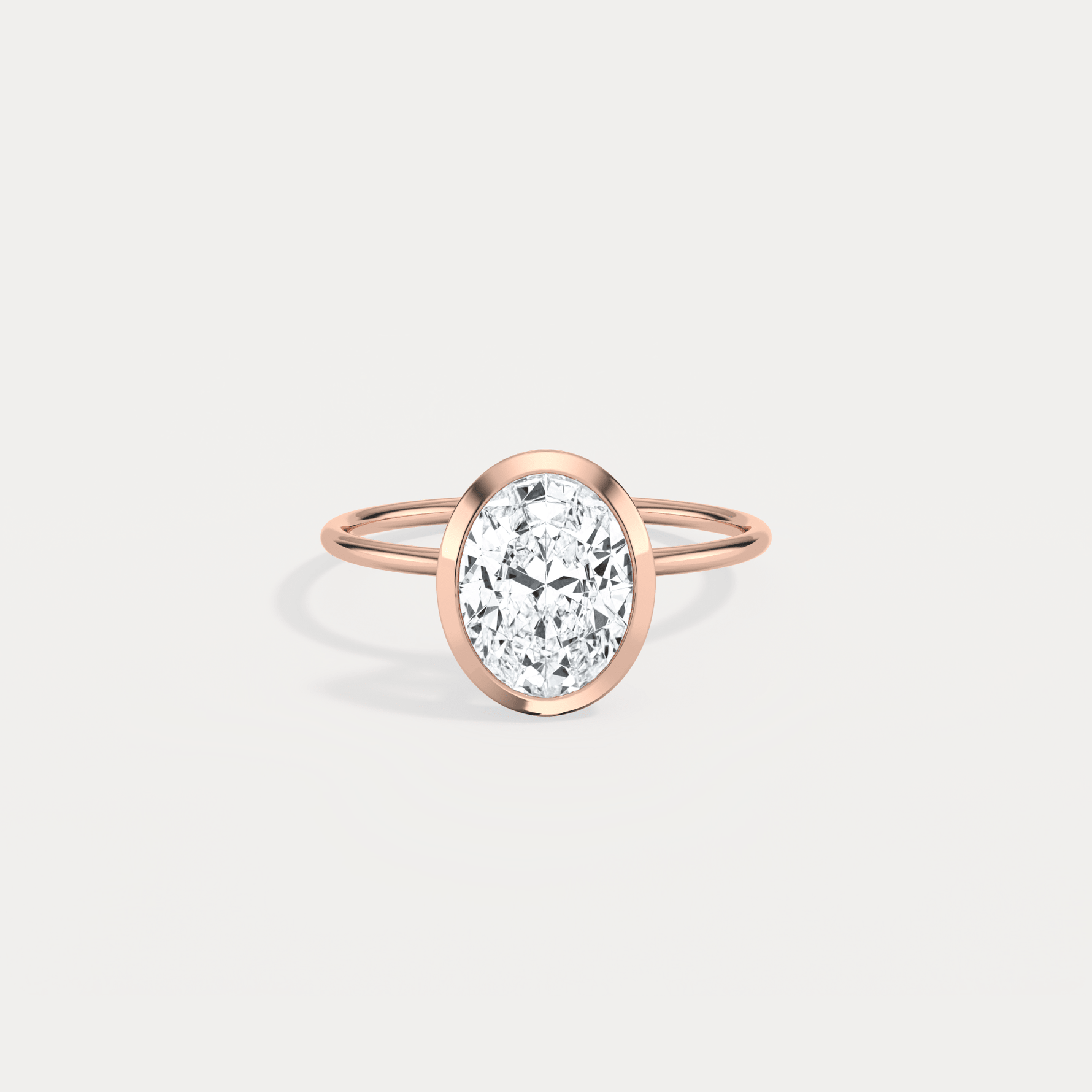 2CT Oval Cut Lab - Grown Diamond Bezel Engagement Ring in 14K Gold/Platinum - Rings