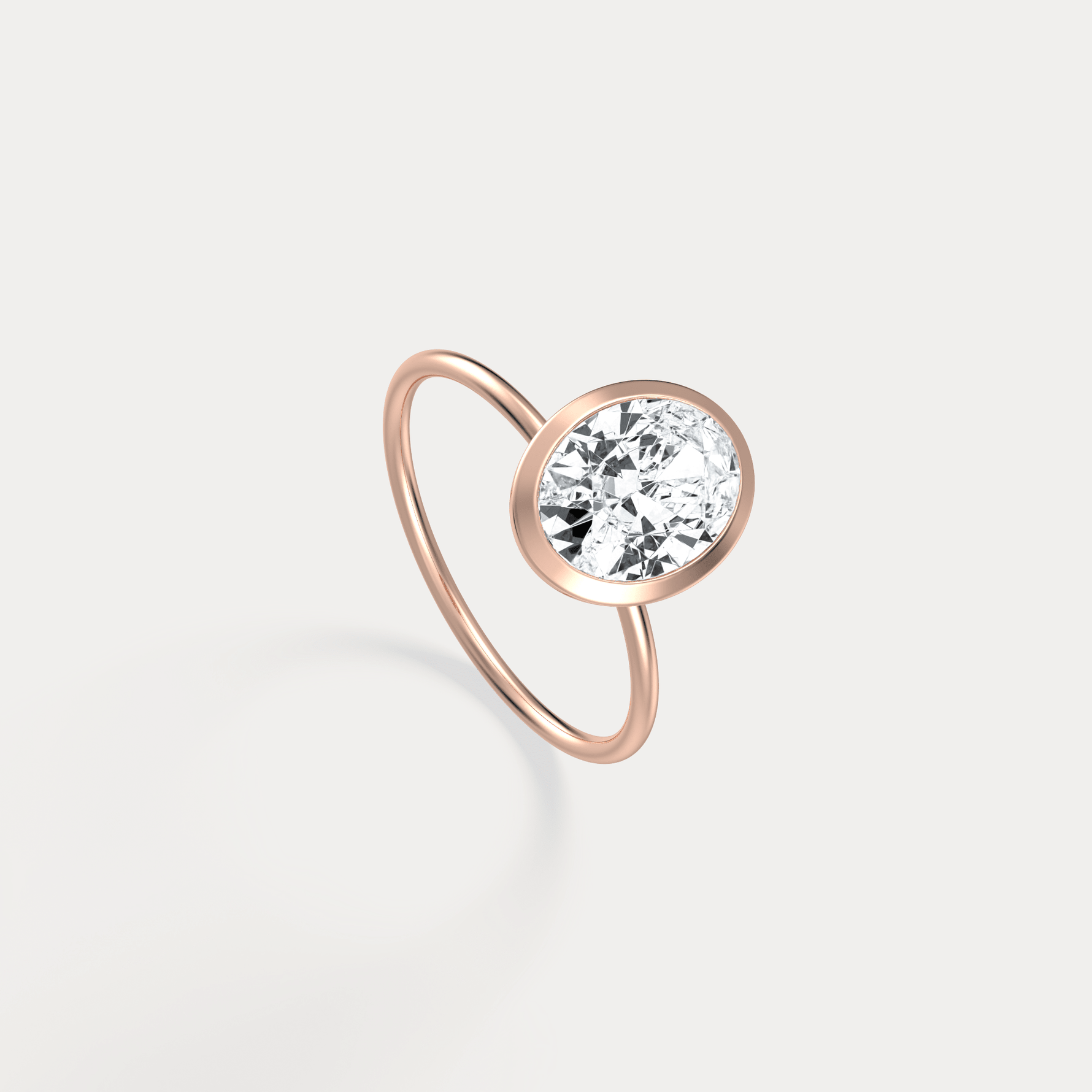 2CT Oval Cut Lab - Grown Diamond Bezel Engagement Ring in 14K Gold/Platinum - Rings