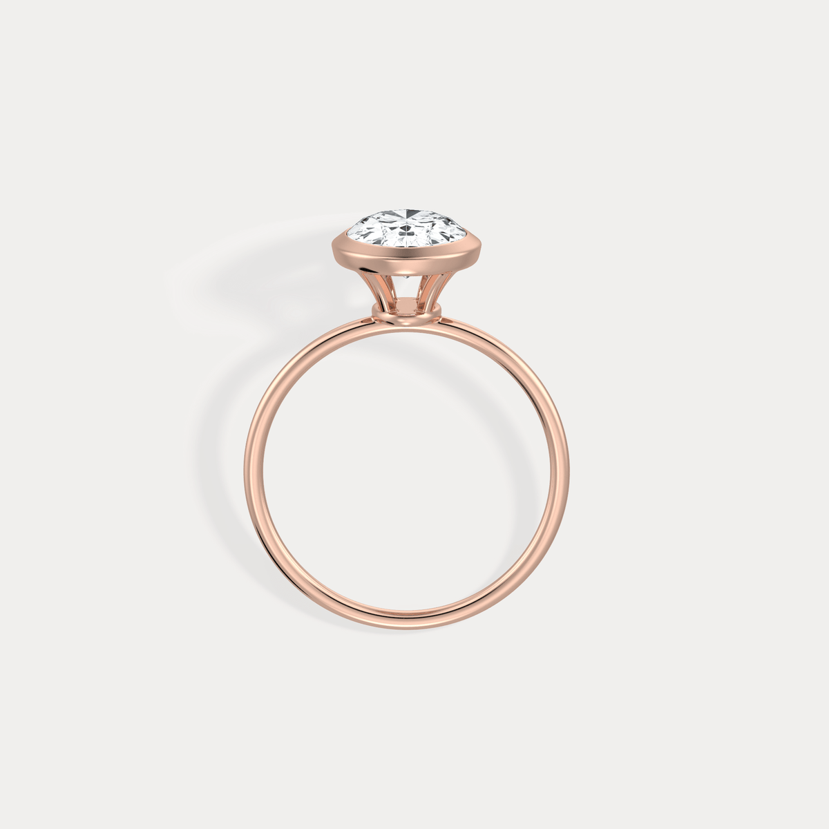 2CT Oval Cut Lab - Grown Diamond Bezel Engagement Ring in 14K Gold/Platinum - Rings