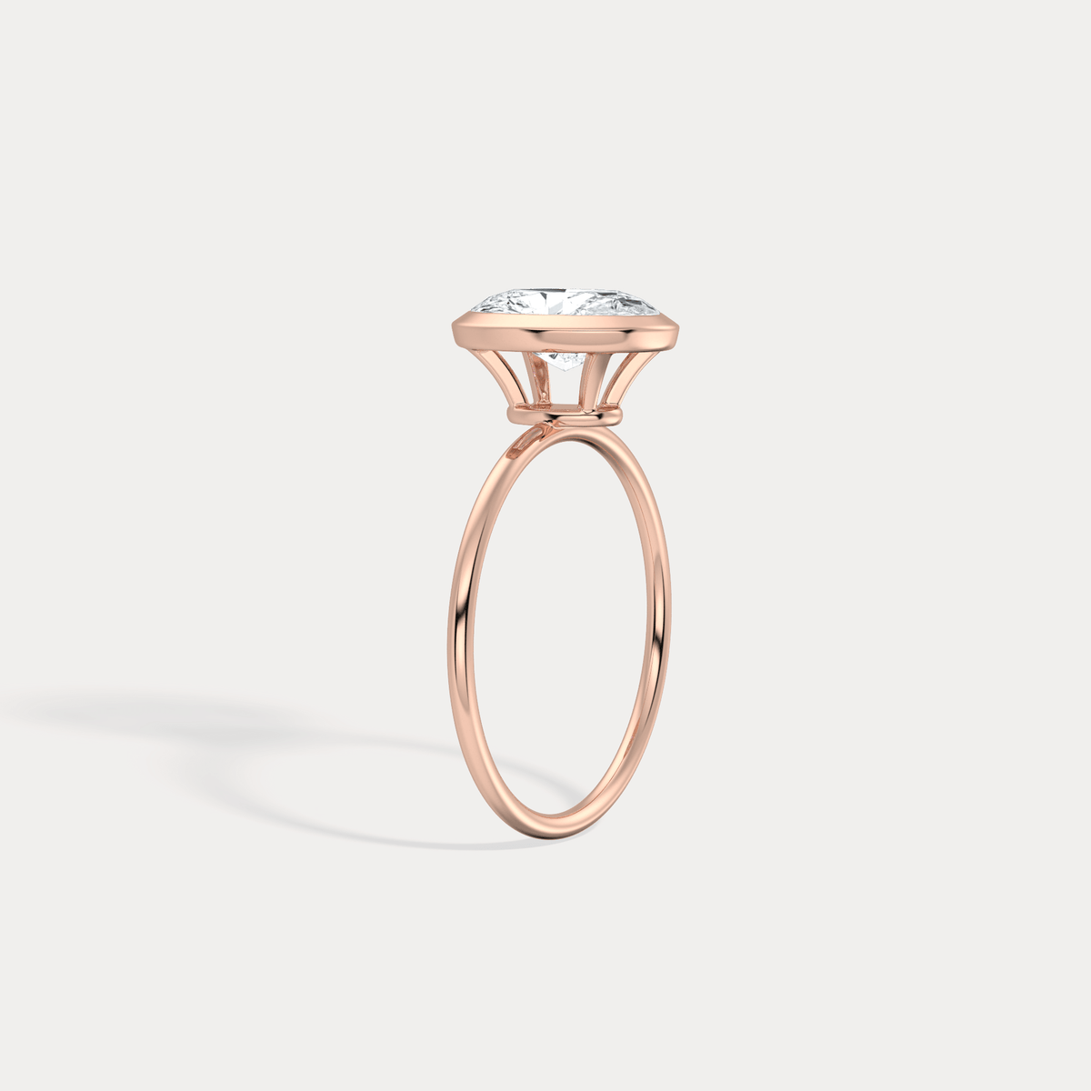 2CT Oval Cut Lab - Grown Diamond Bezel Engagement Ring in 14K Gold/Platinum - Rings