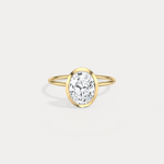 2CT Oval Cut Lab - Grown Diamond Bezel Engagement Ring in 14K Gold/Platinum - Rings