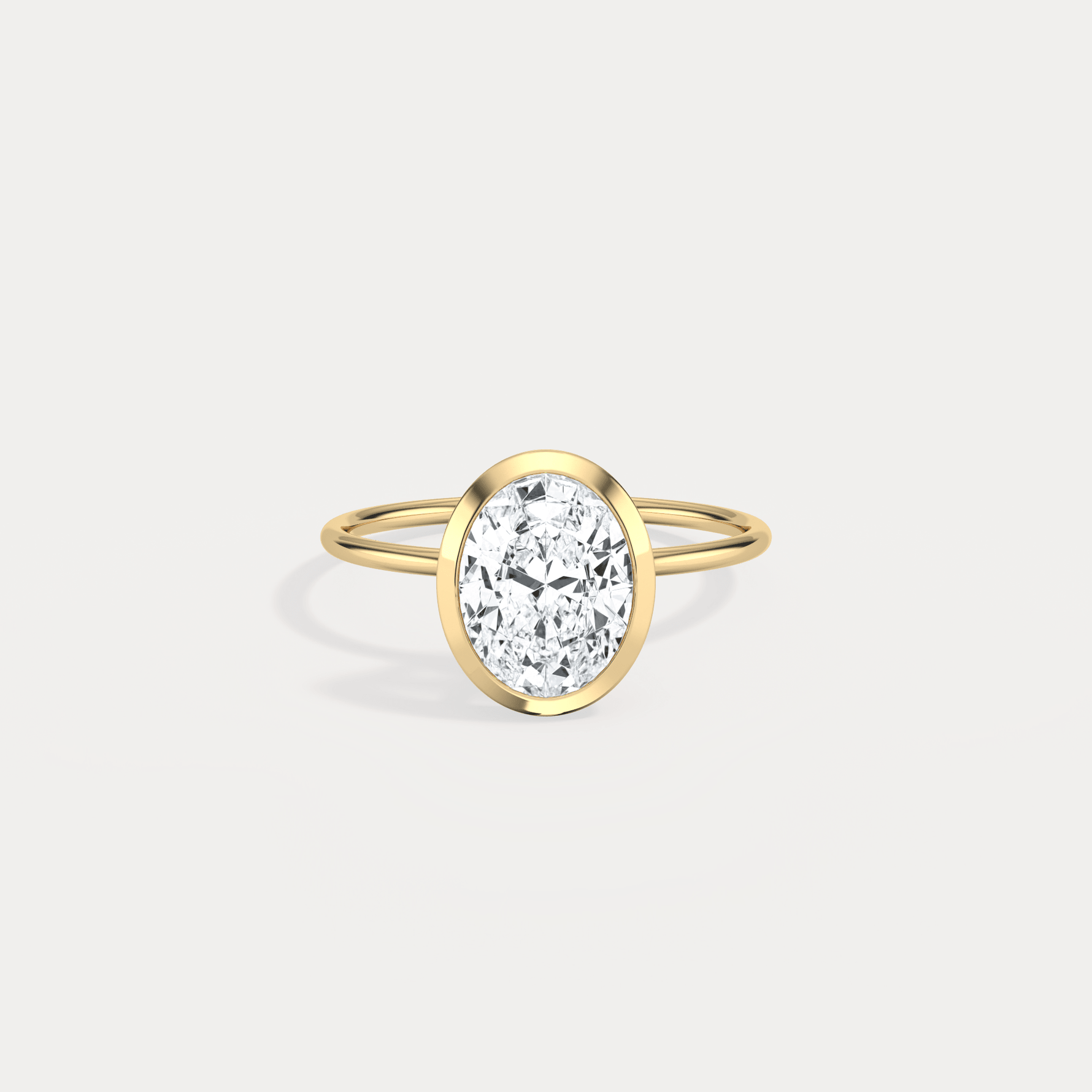 2CT Oval Cut Lab - Grown Diamond Bezel Engagement Ring in 14K Gold/Platinum - Rings