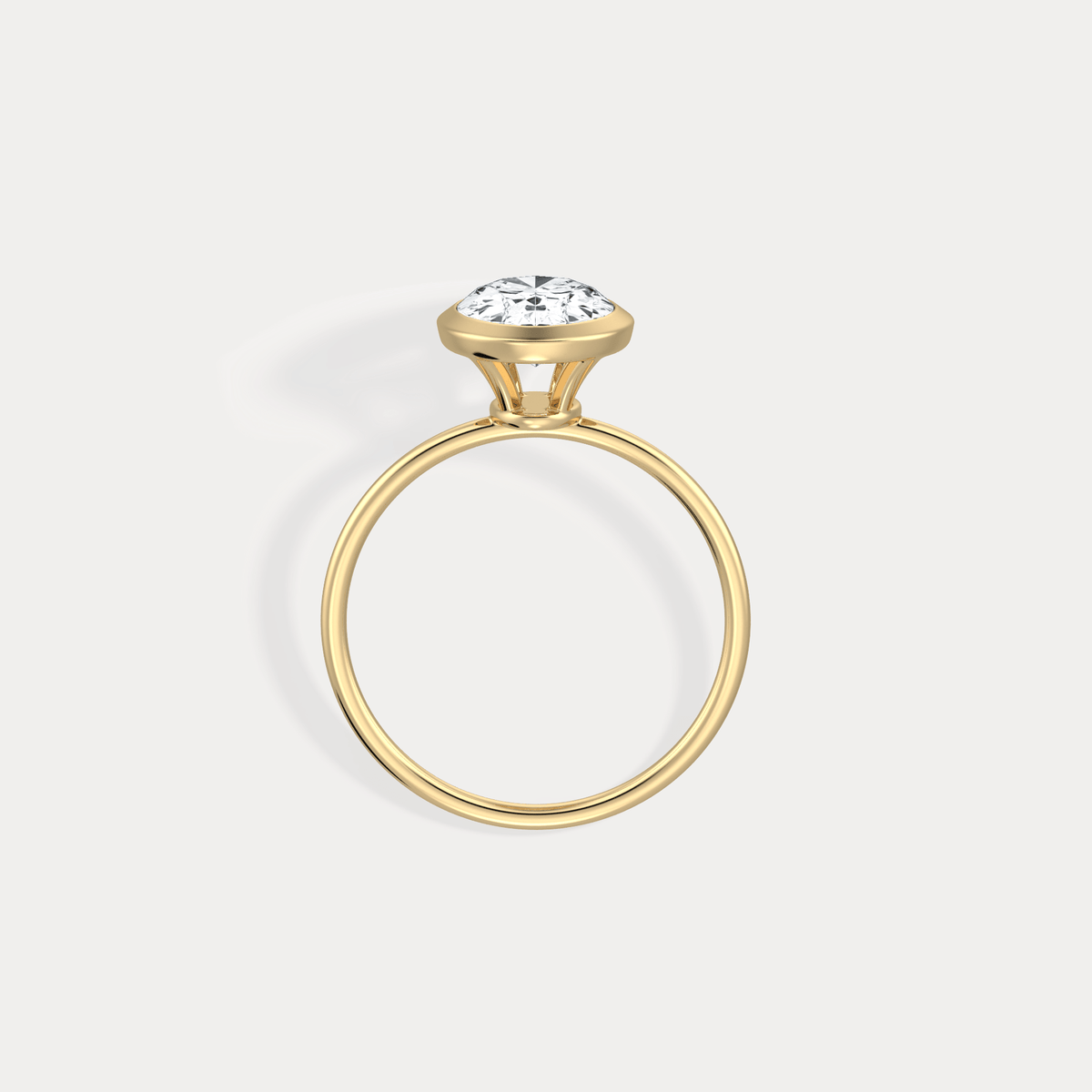 2CT Oval Cut Lab - Grown Diamond Bezel Engagement Ring in 14K Gold/Platinum - Rings