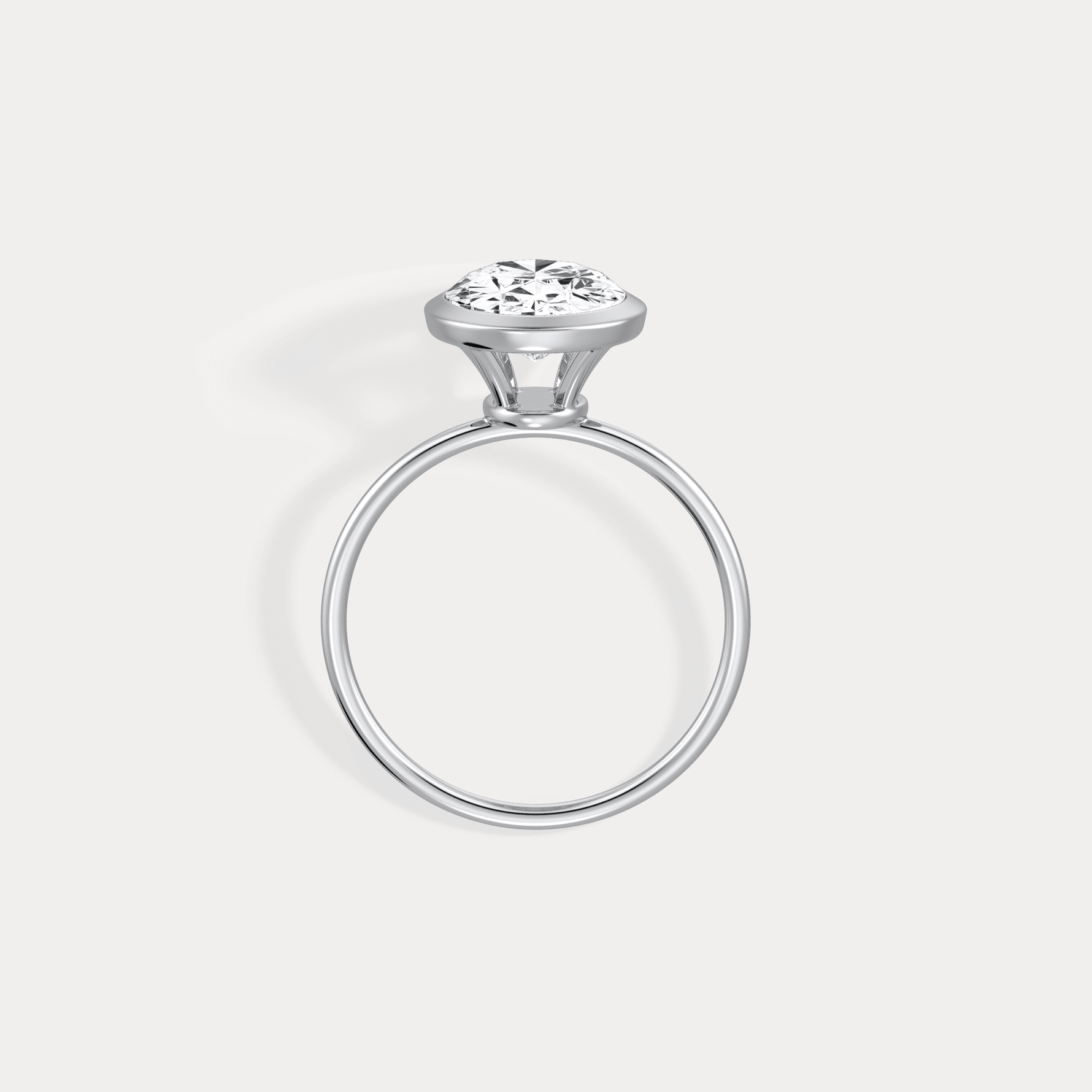 3CT Oval Cut Lab - Grown Diamond Bezel Engagement Ring in 14K Gold/Platinum - Rings