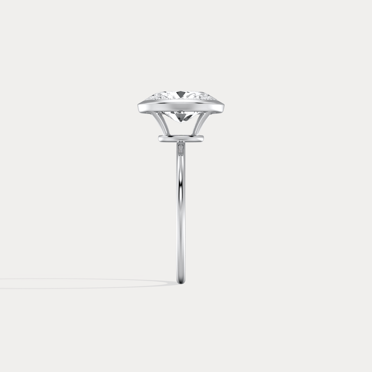 3CT Oval Cut Lab - Grown Diamond Bezel Engagement Ring in 14K Gold/Platinum - Rings