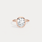 3CT Oval Cut Lab - Grown Diamond Bezel Engagement Ring in 14K Gold/Platinum - Rings