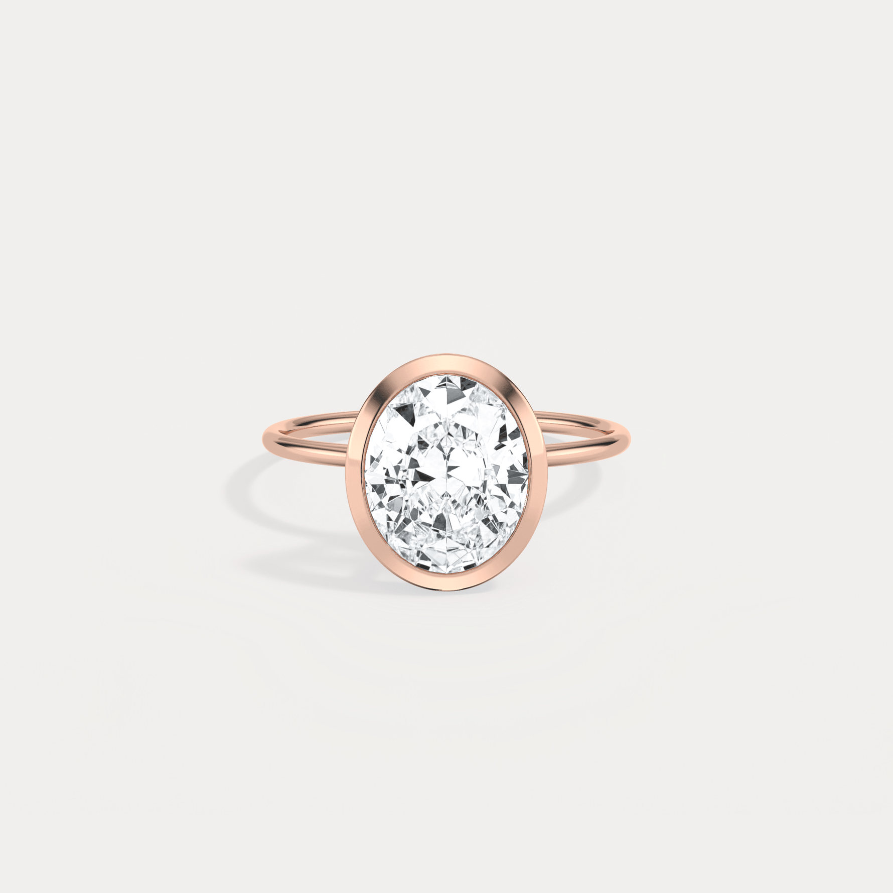3CT Oval Cut Lab - Grown Diamond Bezel Engagement Ring in 14K Gold/Platinum - Rings