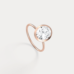 3CT Oval Cut Lab - Grown Diamond Bezel Engagement Ring in 14K Gold/Platinum - Rings