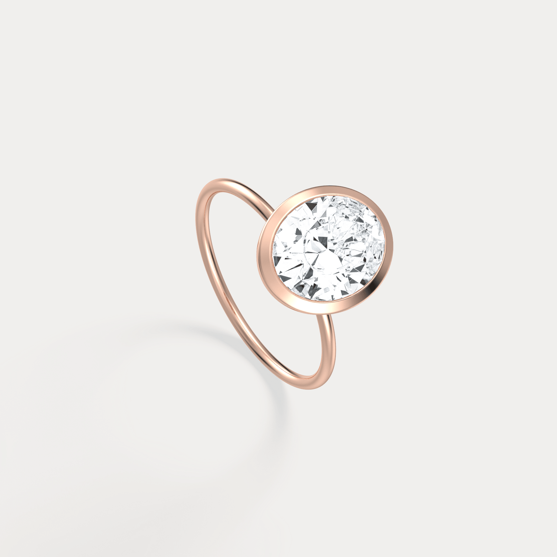3CT Oval Cut Lab - Grown Diamond Bezel Engagement Ring in 14K Gold/Platinum - Rings