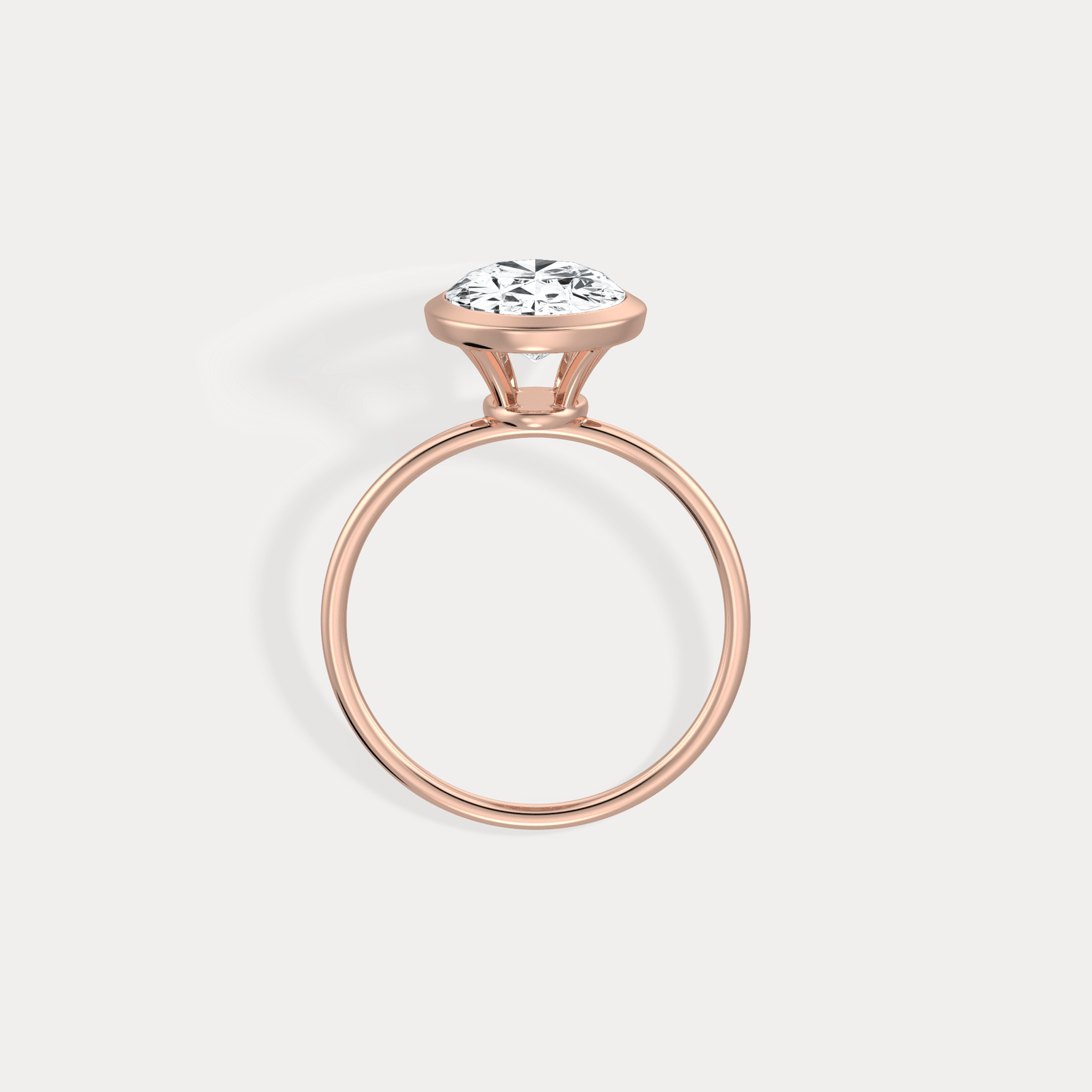 3CT Oval Cut Lab - Grown Diamond Bezel Engagement Ring in 14K Gold/Platinum - Rings