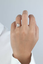 3CT Oval Cut Lab - Grown Diamond Bezel Engagement Ring in 14K Gold/Platinum - Rings