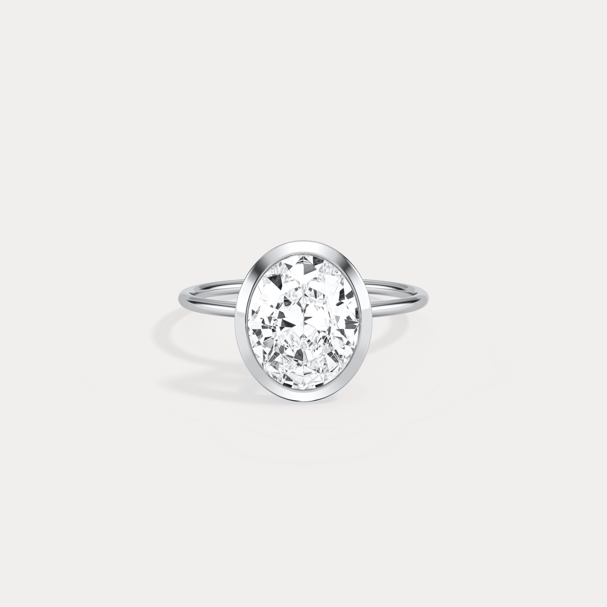 3CT Oval Cut Lab - Grown Diamond Bezel Engagement Ring in 14K Gold/Platinum - Rings
