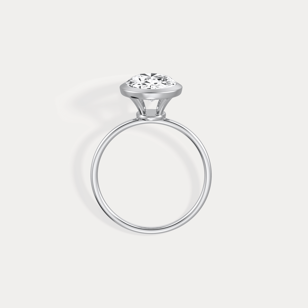 3CT Oval Cut Lab - Grown Diamond Bezel Engagement Ring in 14K Gold/Platinum - Rings