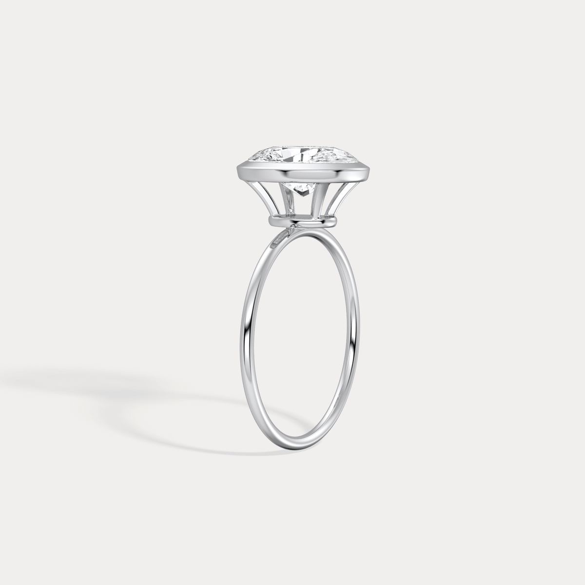 3CT Oval Cut Lab - Grown Diamond Bezel Engagement Ring in 14K Gold/Platinum - Rings