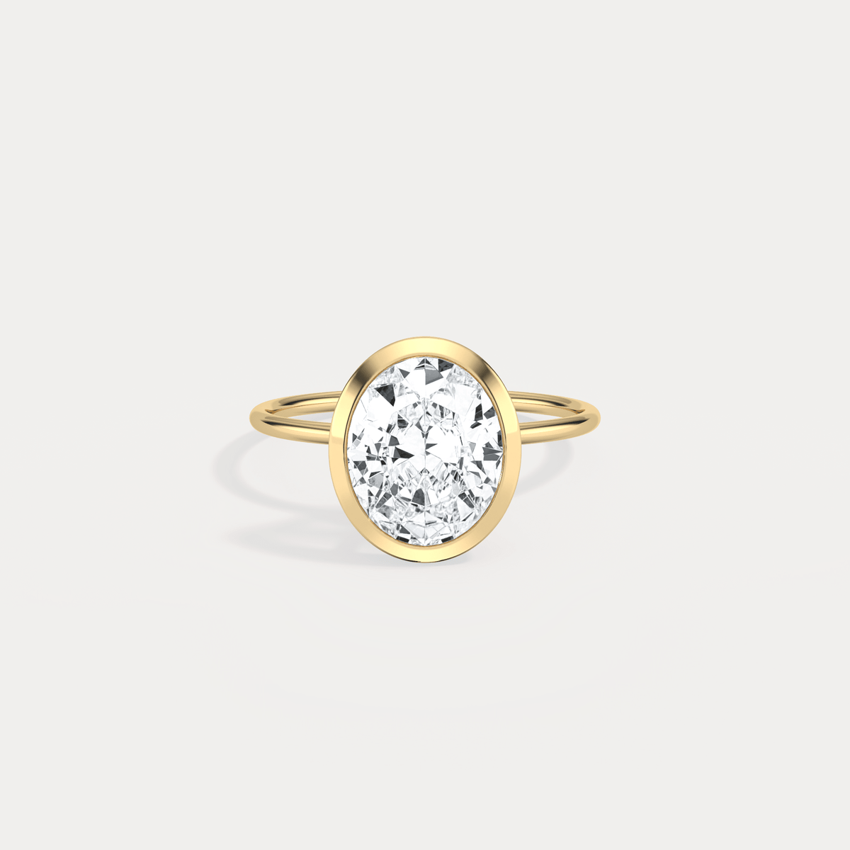 3CT Oval Cut Lab - Grown Diamond Bezel Engagement Ring in 14K Gold/Platinum - Rings