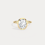 3CT Oval Cut Lab - Grown Diamond Bezel Engagement Ring in 14K Gold/Platinum - Rings