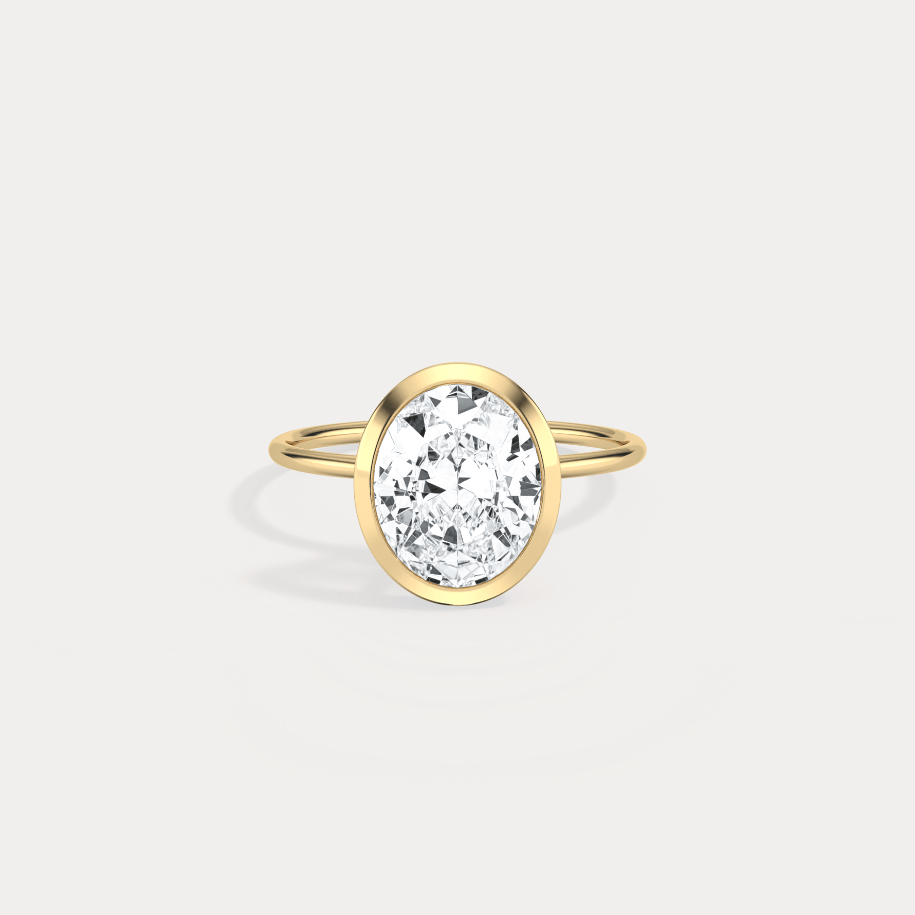 3CT Oval Cut Lab - Grown Diamond Bezel Engagement Ring in 14K Gold/Platinum - Rings