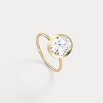 3CT Oval Cut Lab - Grown Diamond Bezel Engagement Ring in 14K Gold/Platinum - Rings
