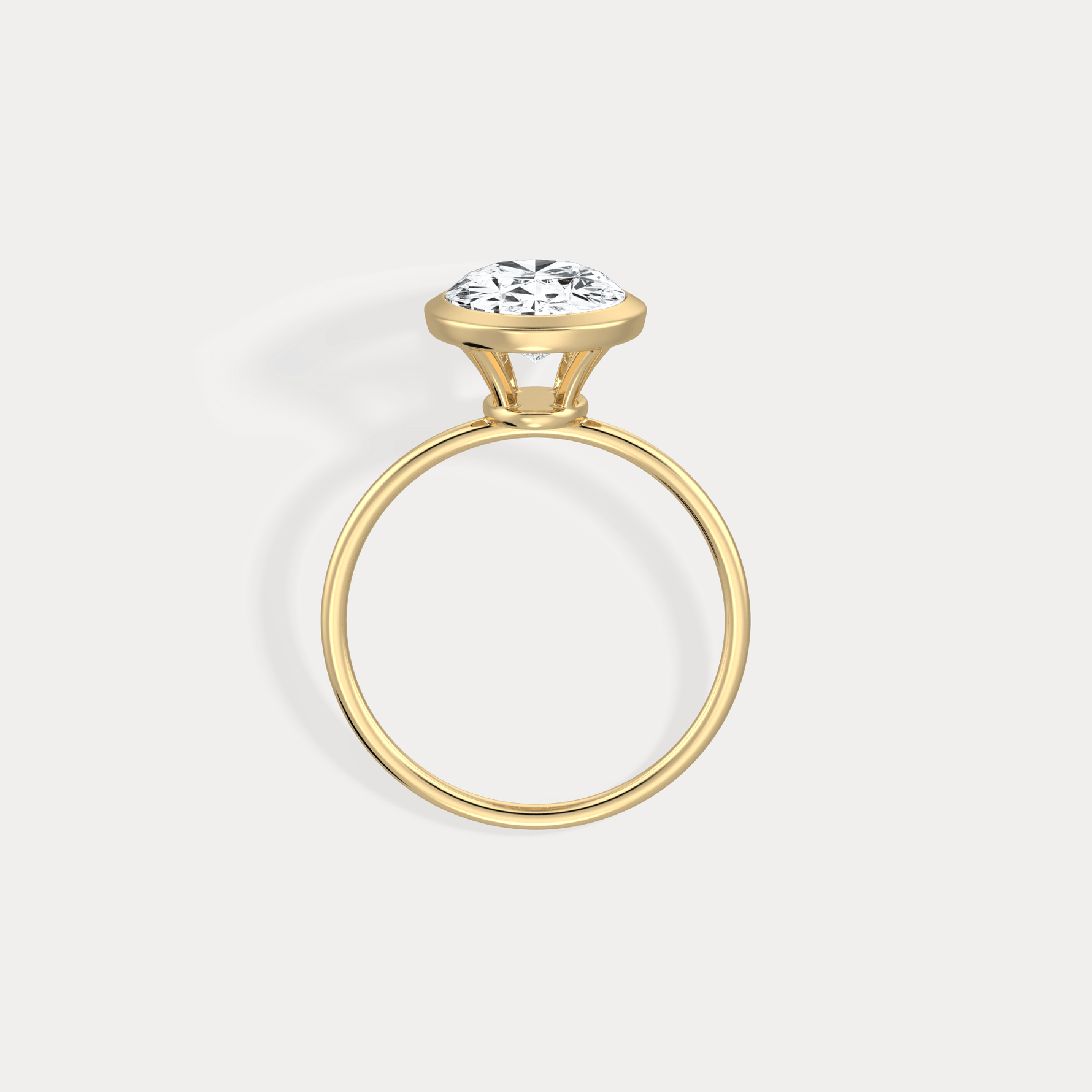 3CT Oval Cut Lab - Grown Diamond Bezel Engagement Ring in 14K Gold/Platinum - Rings