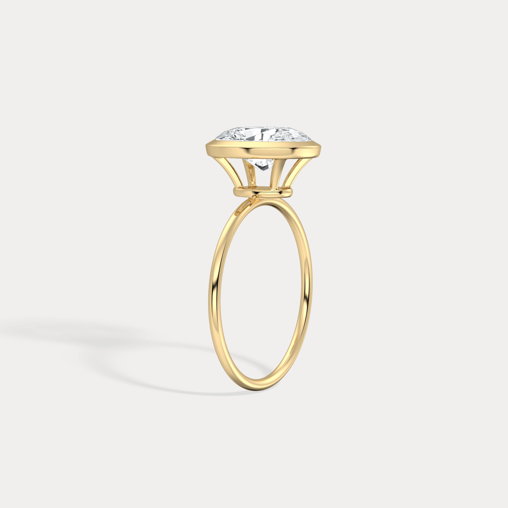 3CT Oval Cut Lab - Grown Diamond Bezel Engagement Ring in 14K Gold/Platinum - Rings