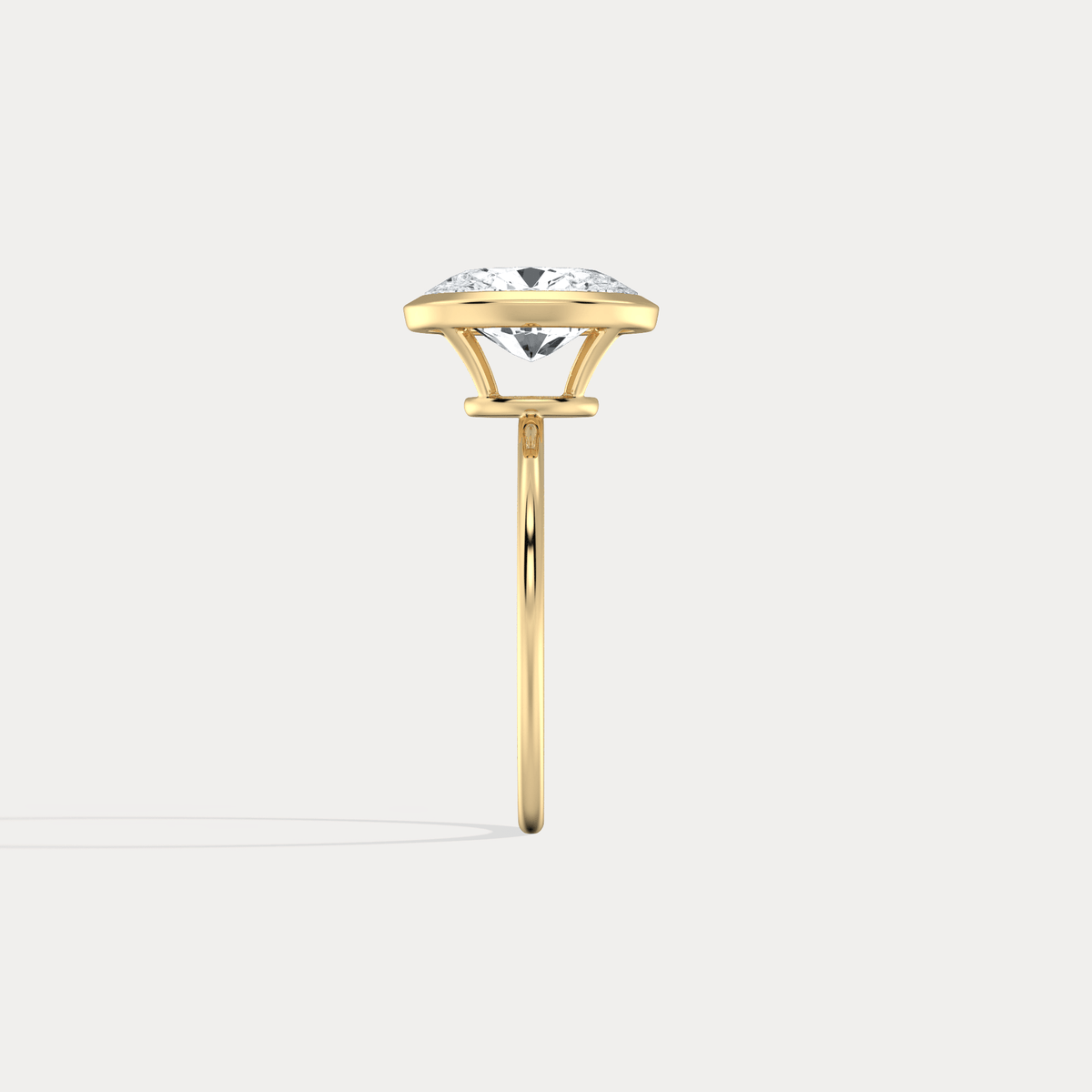 3CT Oval Cut Lab - Grown Diamond Bezel Engagement Ring in 14K Gold/Platinum - Rings