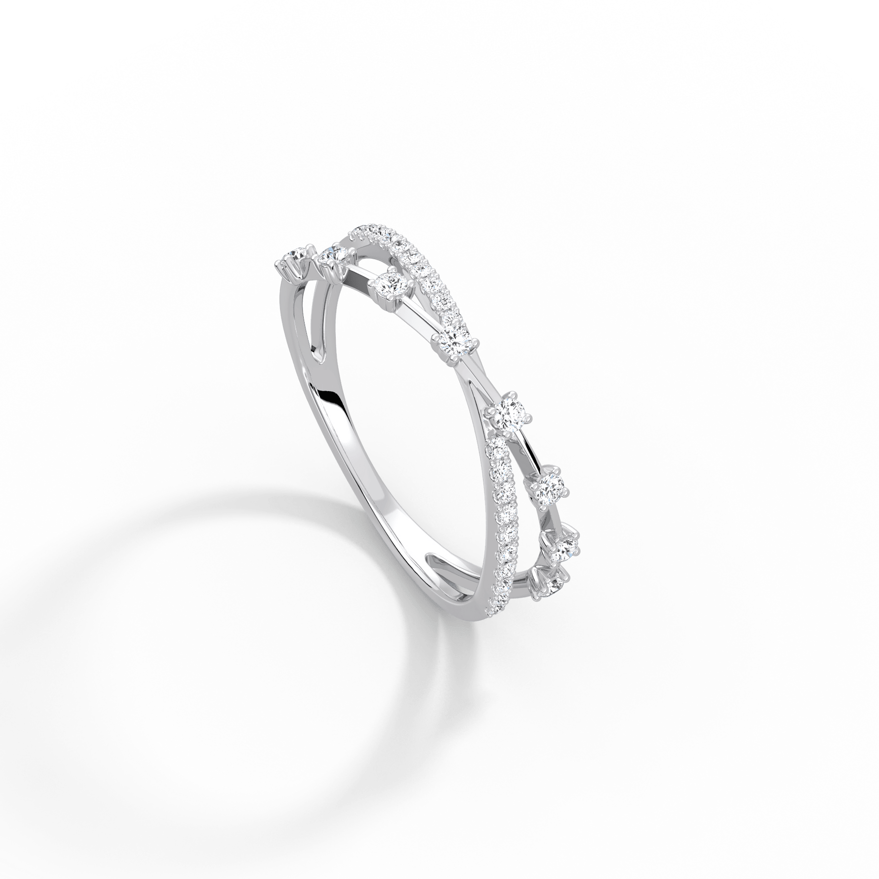 14K Solid Gold Crisscross Lab - Grown Diamond Ring - Rings