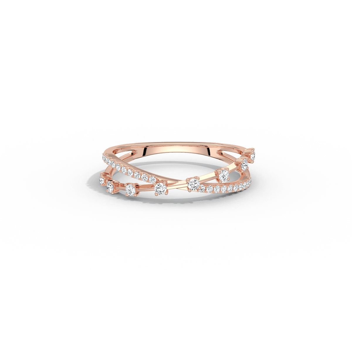 14K Solid Gold Crisscross Lab - Grown Diamond Ring - Rings