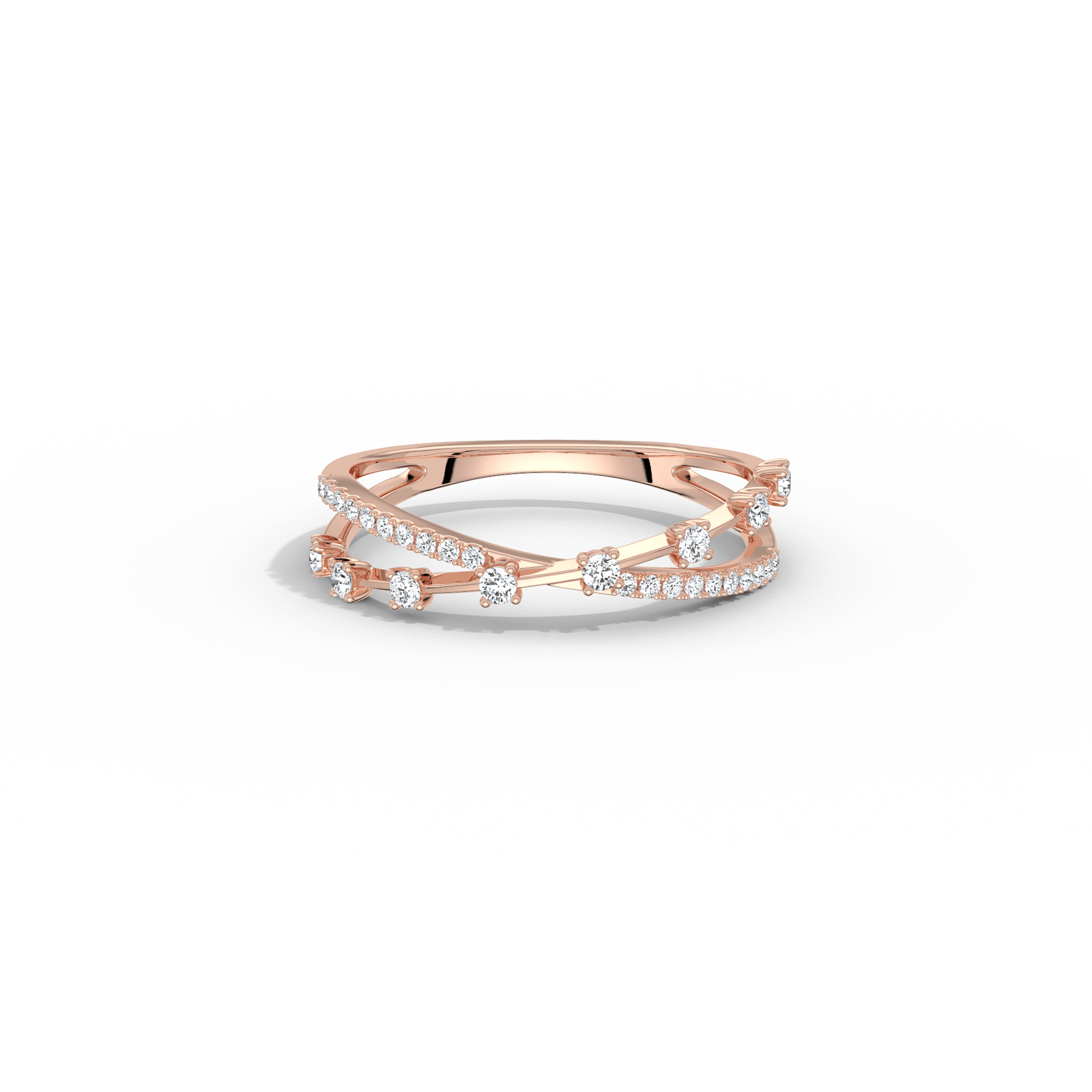 14K Solid Gold Crisscross Lab - Grown Diamond Ring - Rings