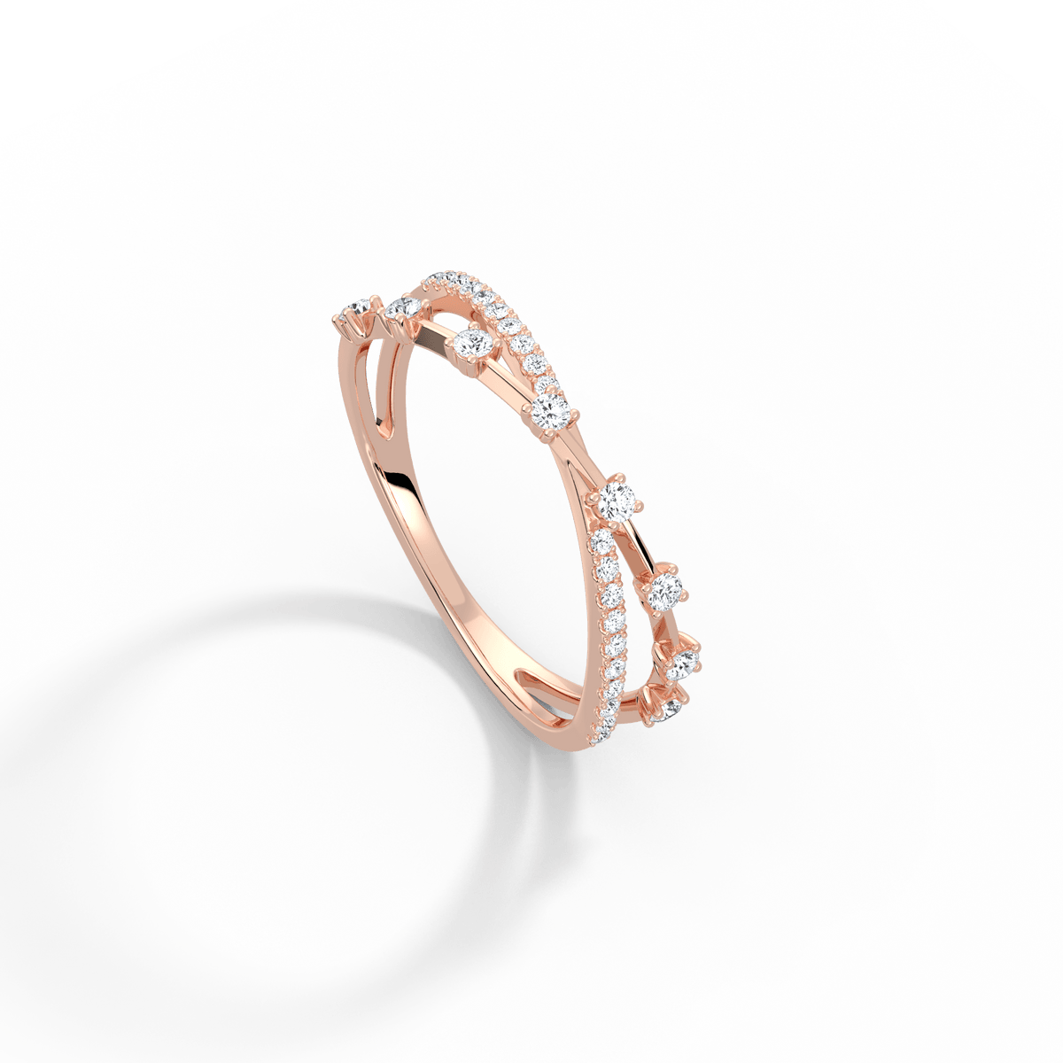 14K Solid Gold Crisscross Lab - Grown Diamond Ring - Rings