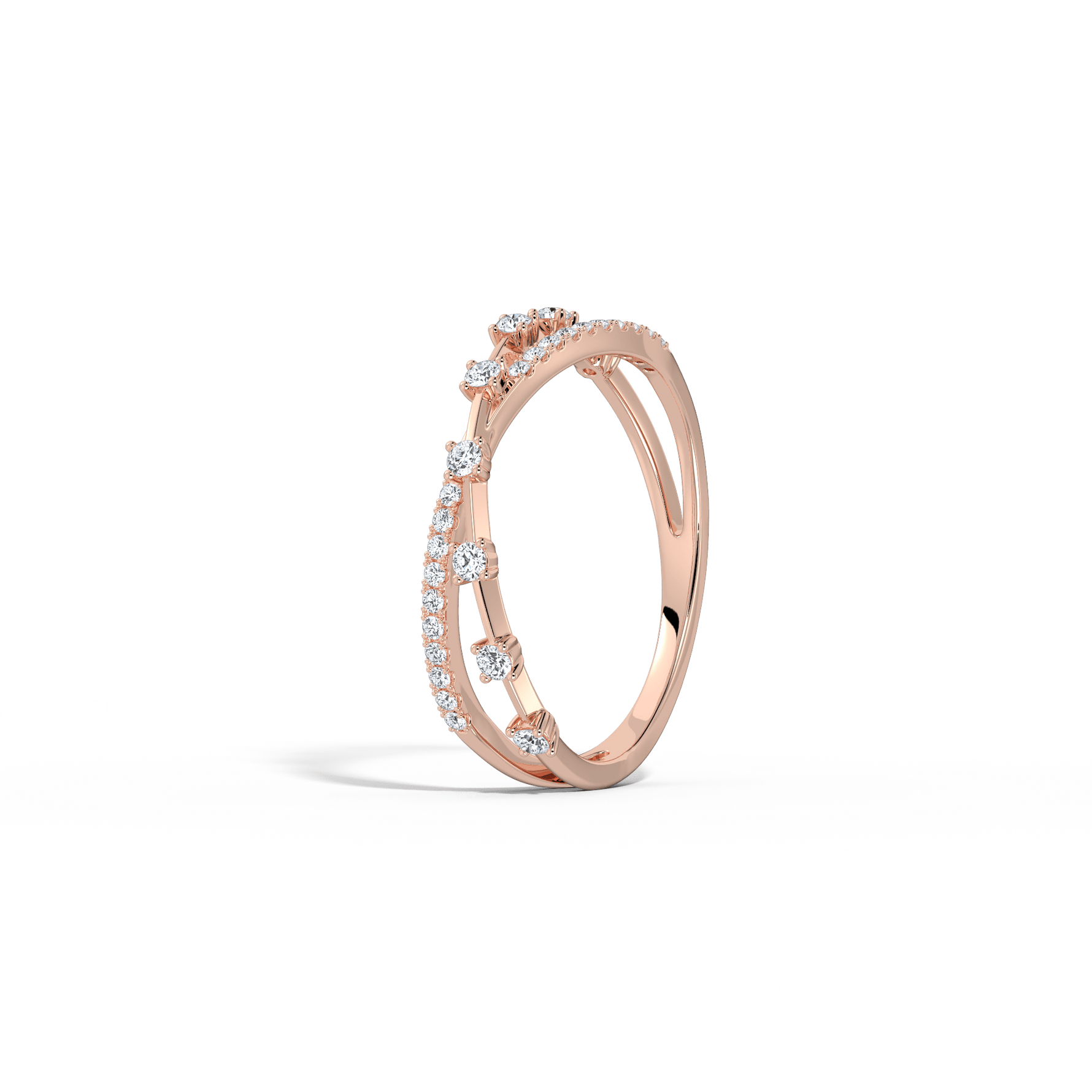 14K Solid Gold Crisscross Lab - Grown Diamond Ring - Rings